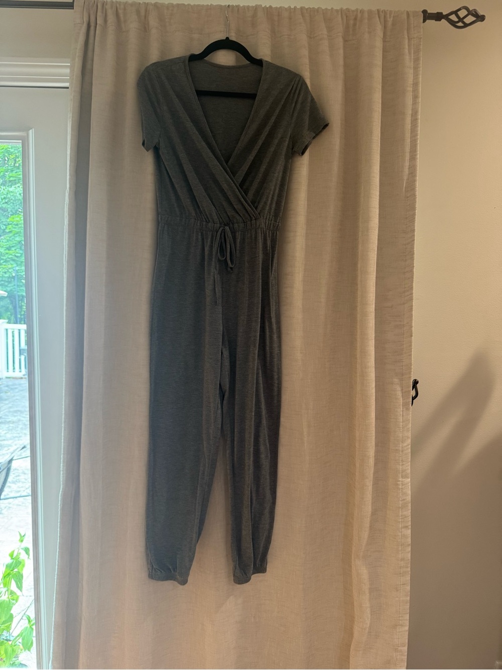 Women's Gray Short-Sleeve Jumpsuit